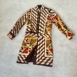 Nicole Miller Collection Silk Shirtdress Nehru Collar Road Sample size Small.